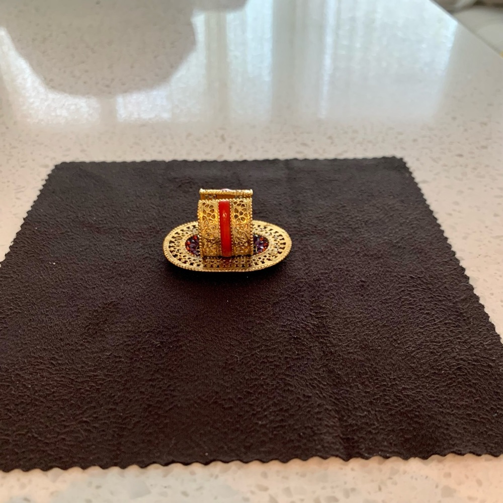 Gold Multi-Colored Beaded Statement Ring - image 3